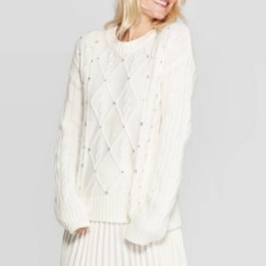 Jewel Embellished Pullover Sweater